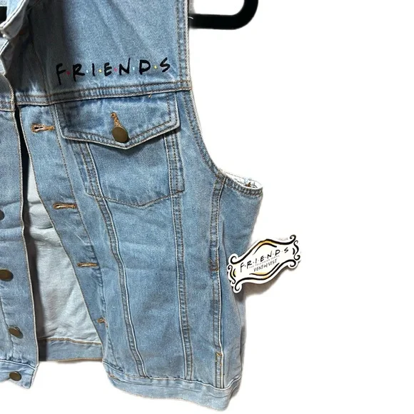 FRIENDS Light Blue Denim Vest with Red Lobster Patch - Picture 4 of 5